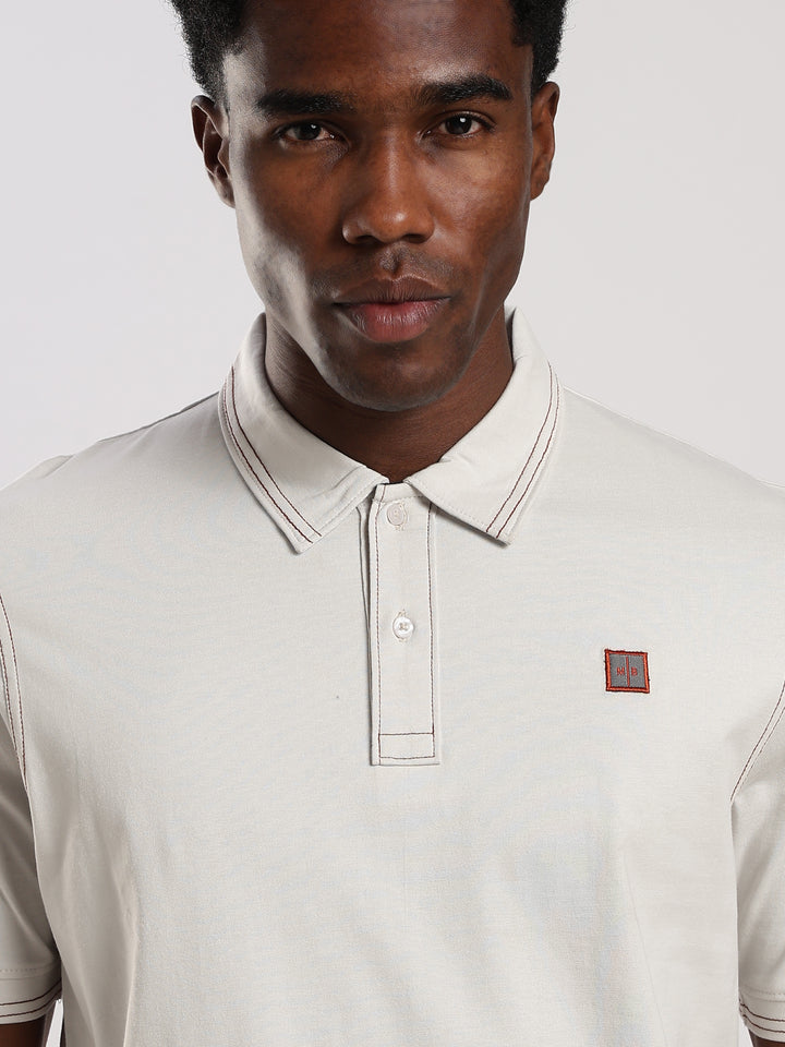White  Solid Half Sleeve Polo T-Shirt