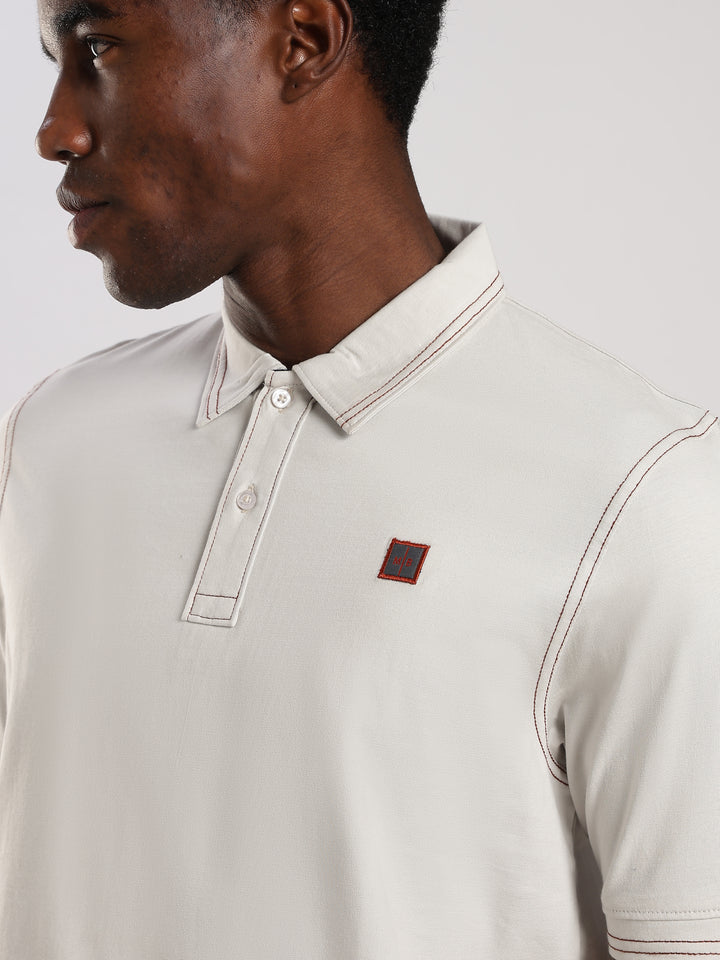 White  Solid Half Sleeve Polo T-Shirt