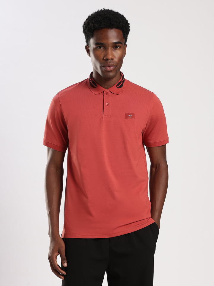 Dark RED  Solid  Regular Fit Polo T-Shirt