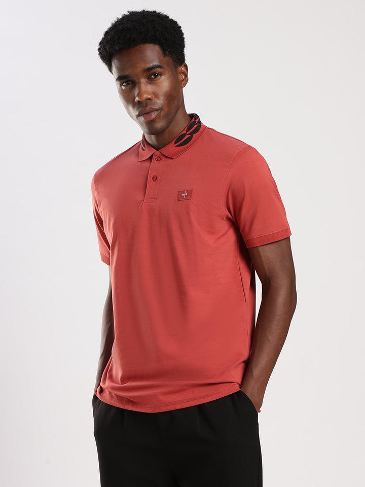 Dark RED  Solid  Regular Fit Polo T-Shirt