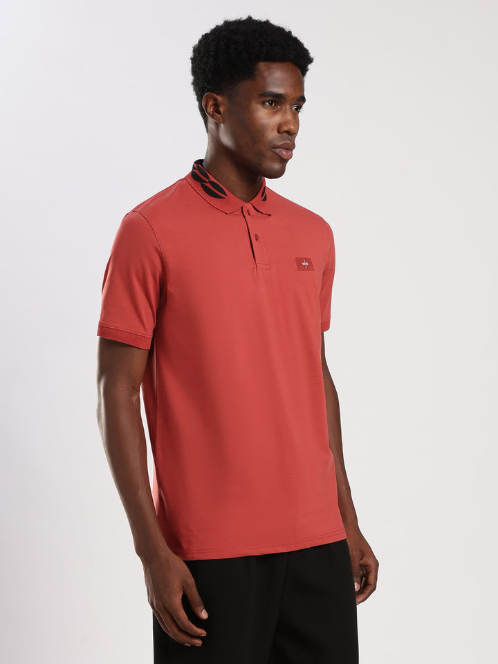 Dark RED  Solid  Regular Fit Polo T-Shirt