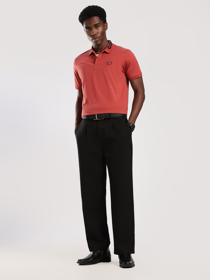 Dark RED  Solid  Regular Fit Polo T-Shirt