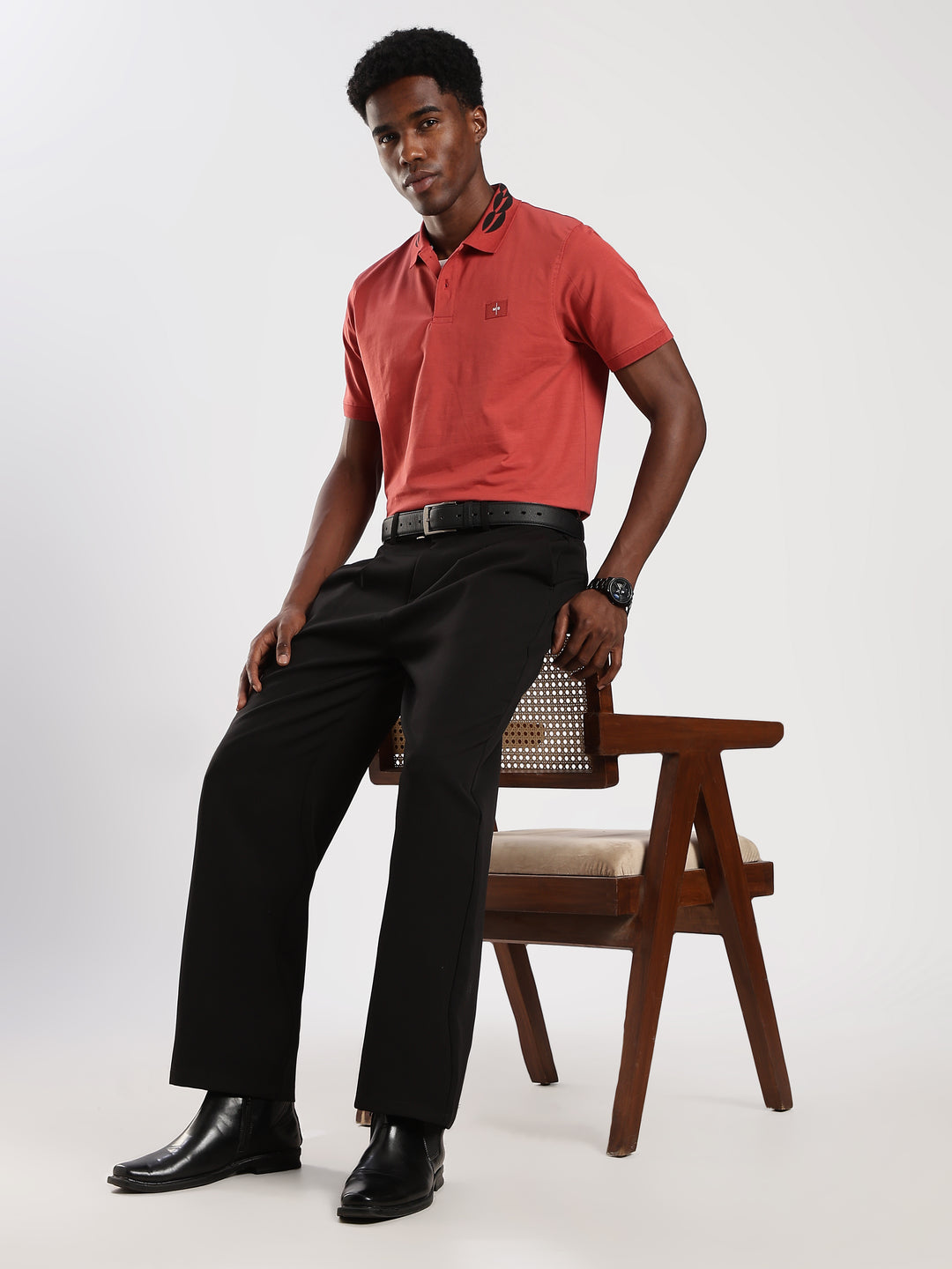 Dark RED  Solid  Regular Fit Polo T-Shirt