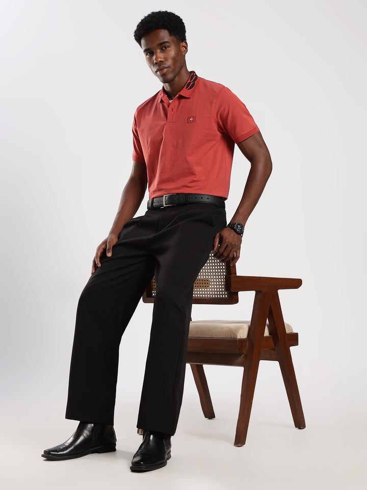 Dark RED  Solid  Regular Fit Polo T-Shirt