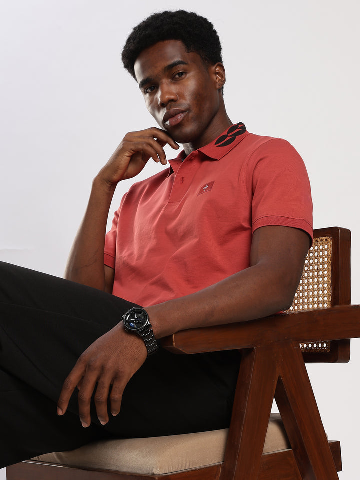 Dark RED  Solid  Regular Fit Polo T-Shirt