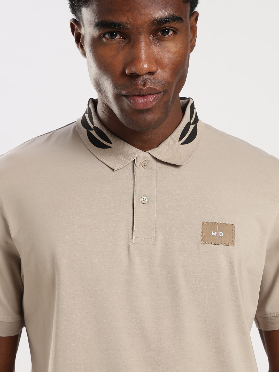 BEIGE  Solid  Regular Fit Polo T-Shirt