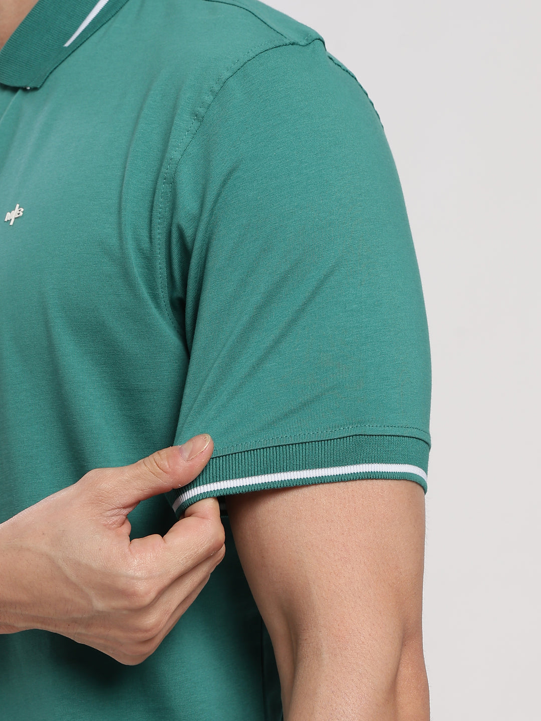 Teal Blue Solid  Half Sleeve Polo T-Shirt