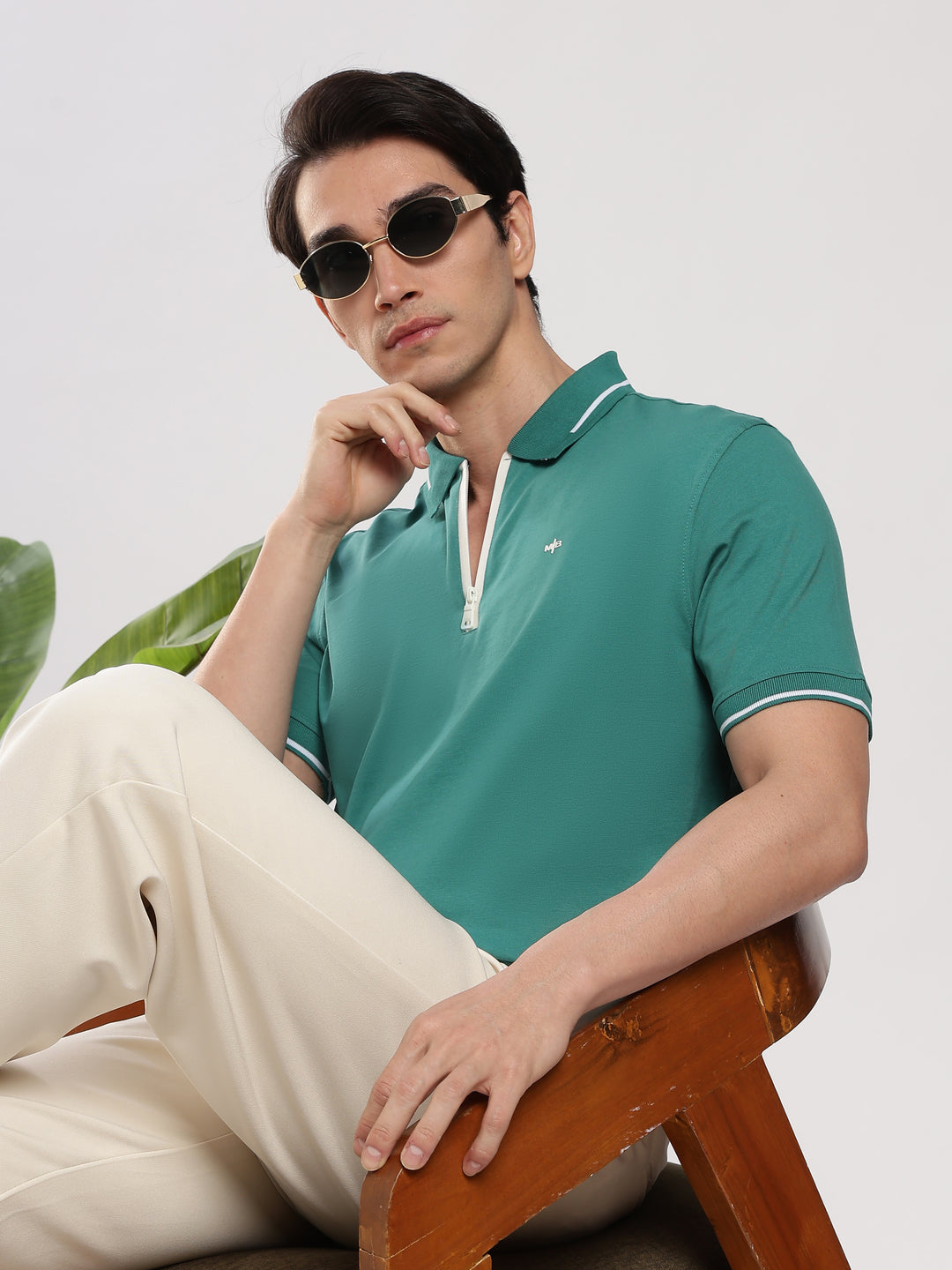 Teal Blue Solid  Half Sleeve Polo T-Shirt