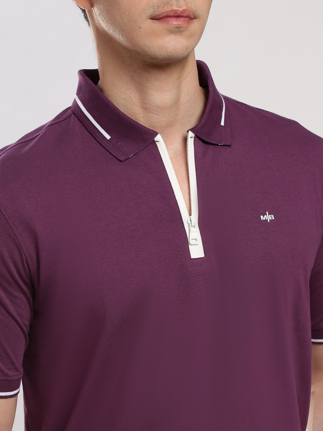 Purple Solid Half Sleeve Polo T-Shirt