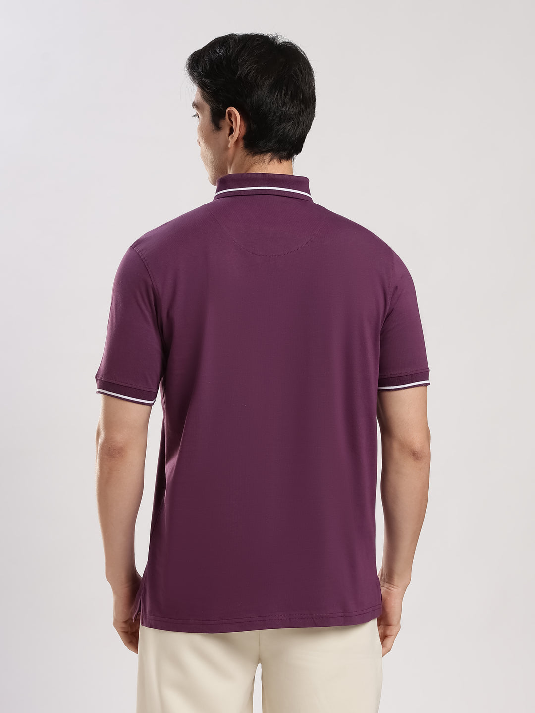 Purple Solid Half Sleeve Polo T-Shirt