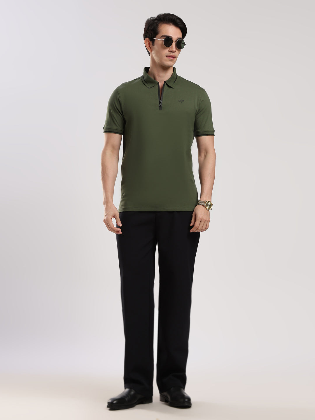 Dark Green Solid  Half Sleeve Polo T-Shirt
