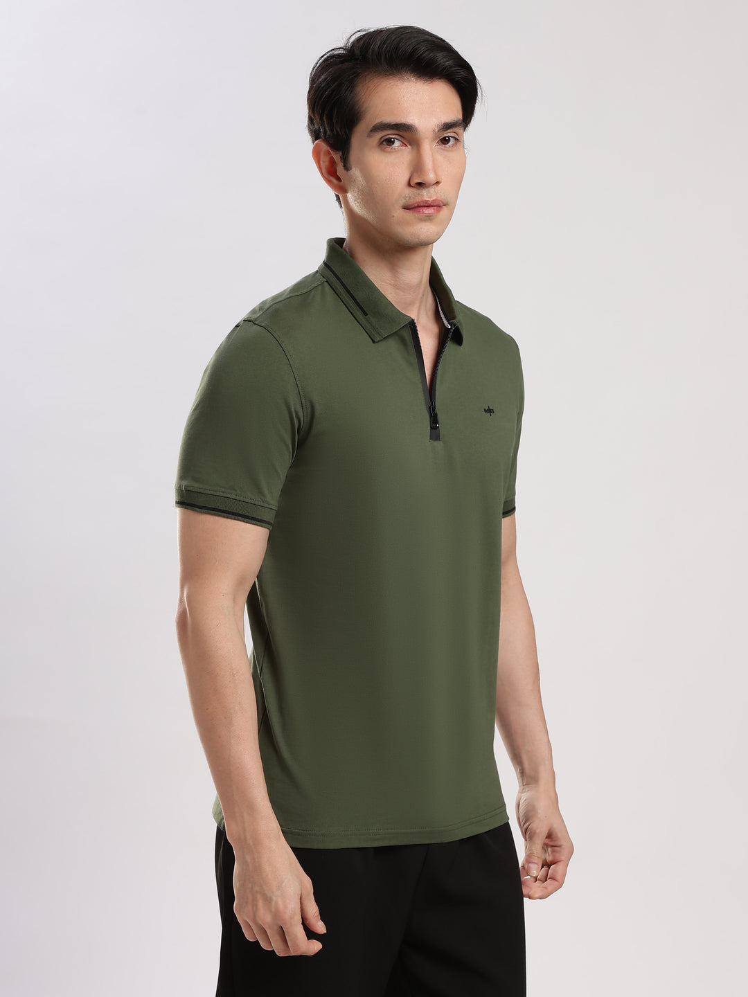 Dark Green Solid  Half Sleeve Polo T-Shirt