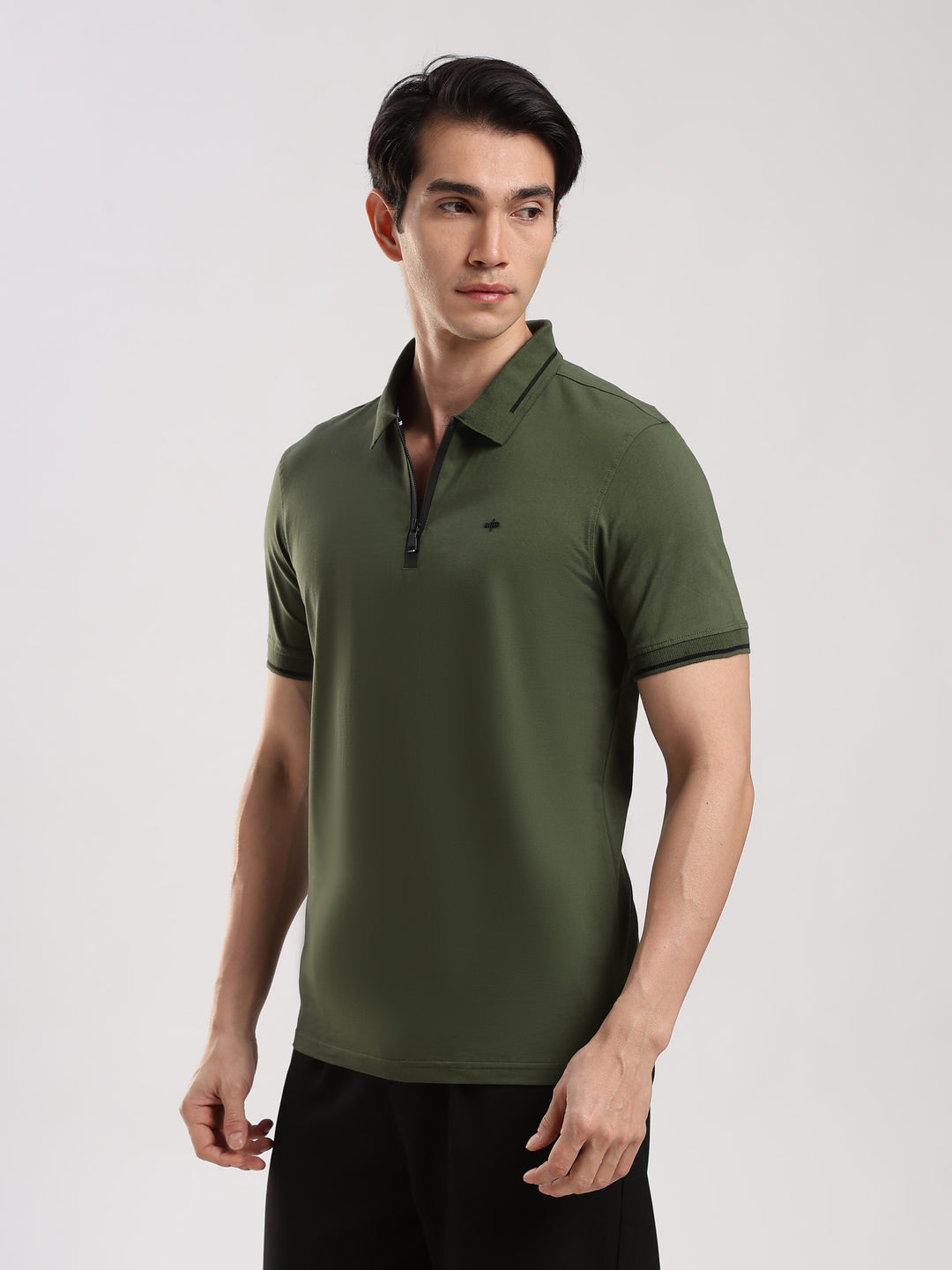 Dark Green Solid  Half Sleeve Polo T-Shirt