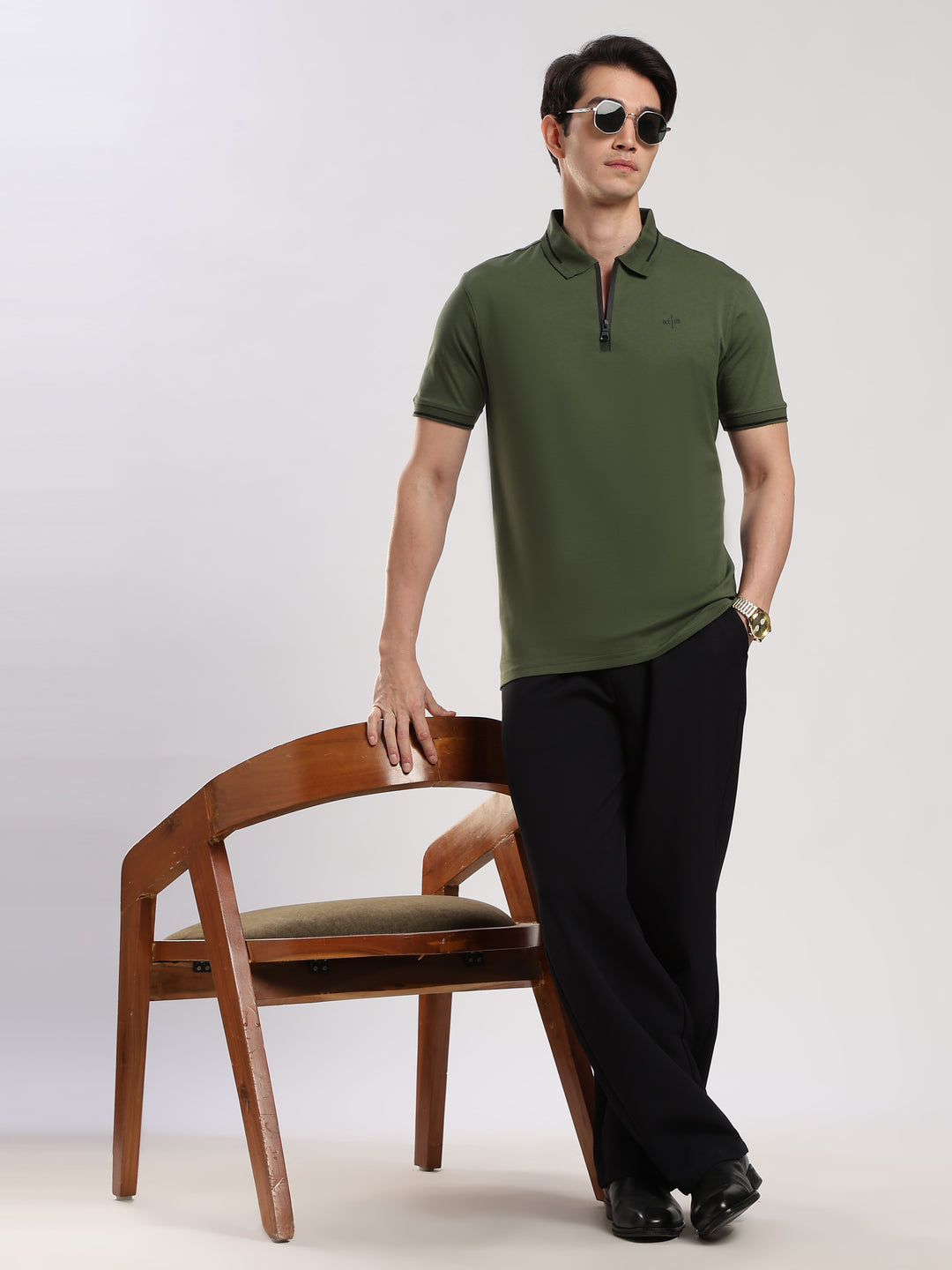 Dark Green Solid  Half Sleeve Polo T-Shirt