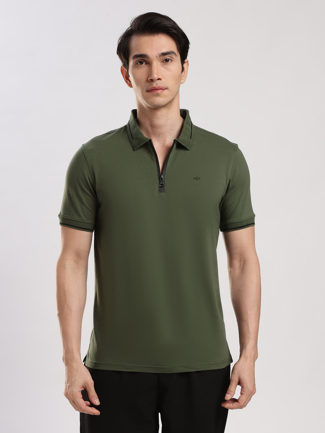 Dark Green Solid  Half Sleeve Polo T-Shirt