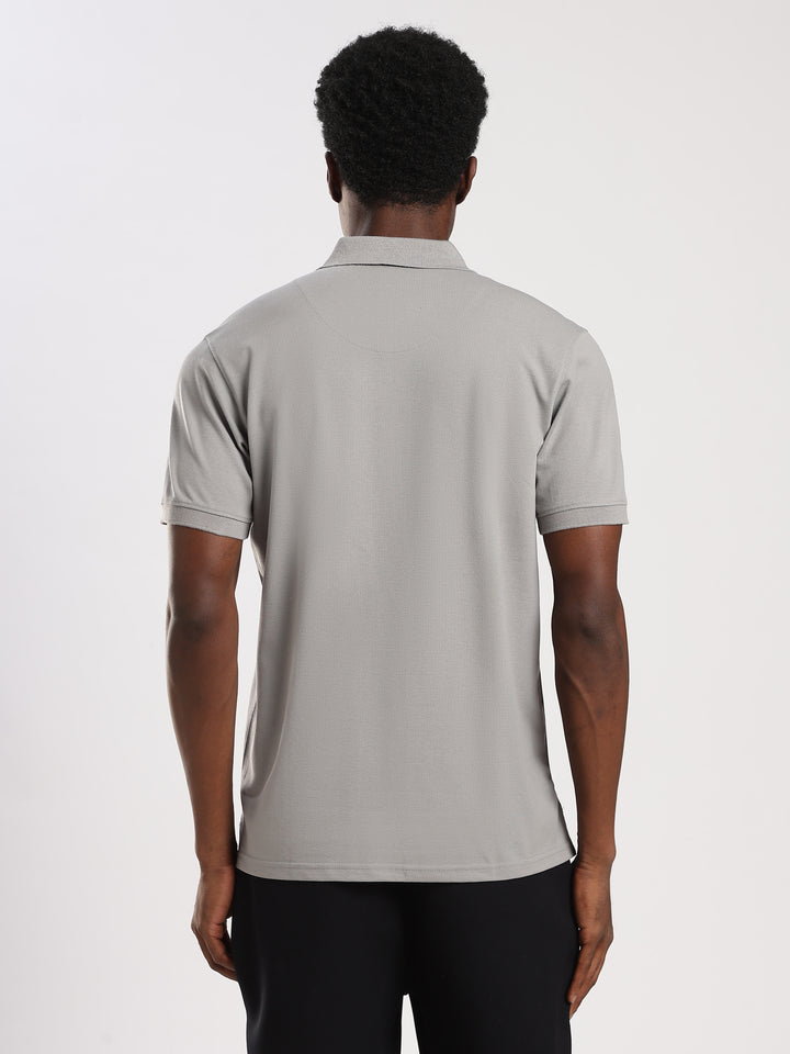 GREY  Solid  Regular Fit Polo T-Shirt