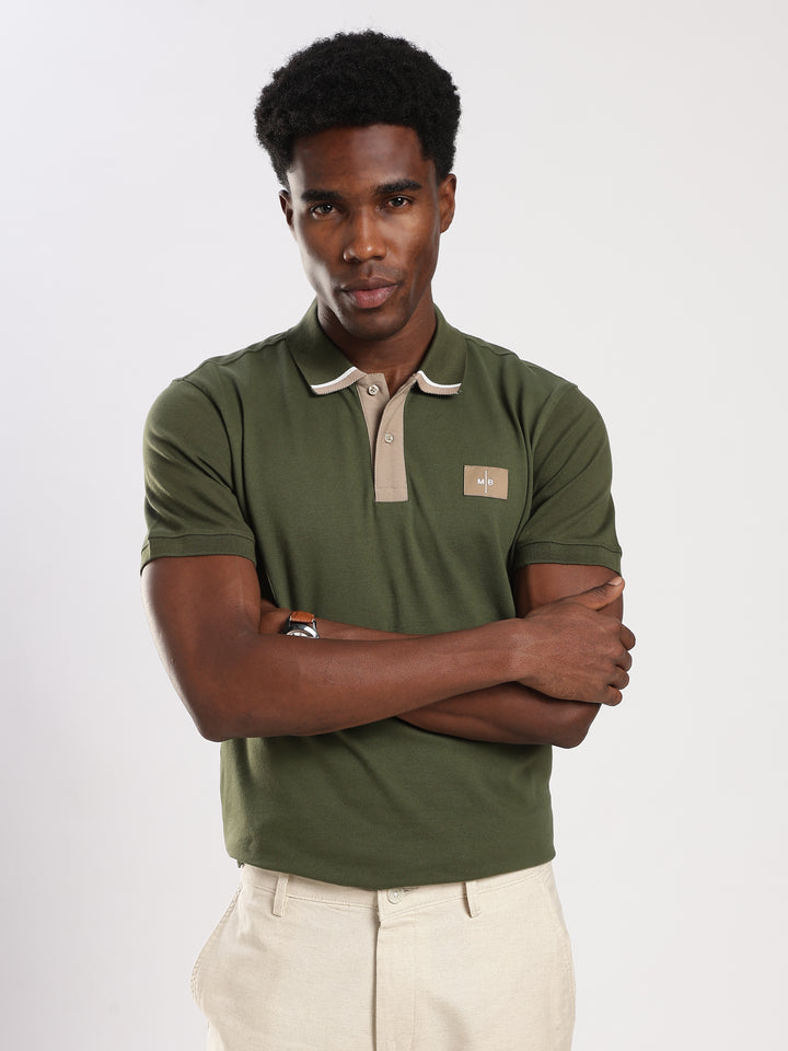Dark GREEN  Solid  Regular Fit Polo T-Shirt