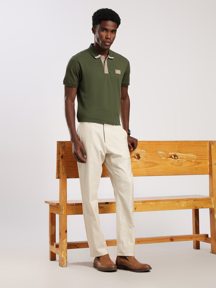 Dark GREEN  Solid  Regular Fit Polo T-Shirt