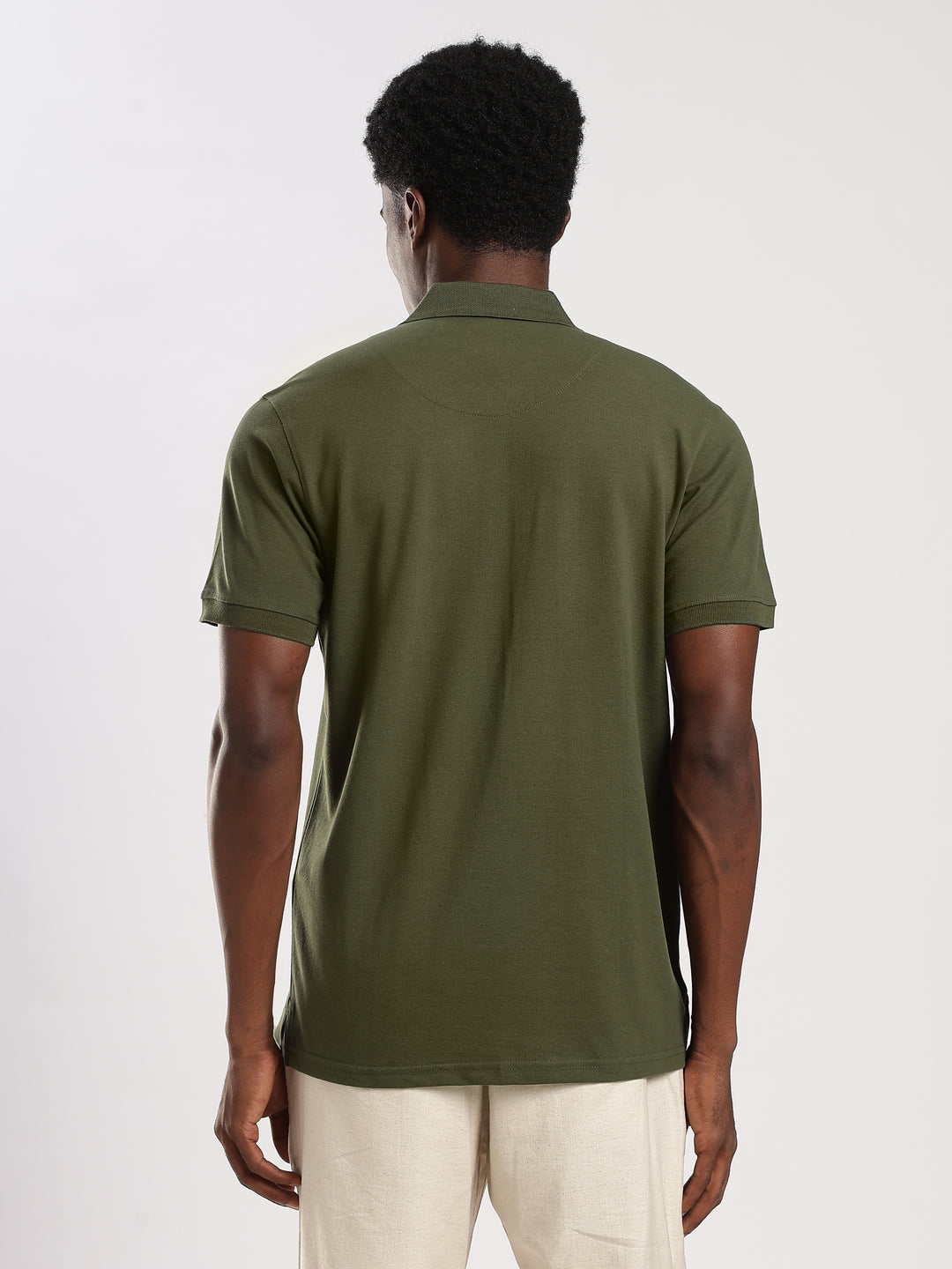 Dark GREEN  Solid  Regular Fit Polo T-Shirt