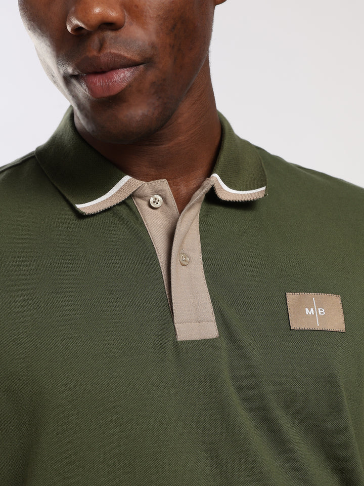 Dark GREEN  Solid  Regular Fit Polo T-Shirt