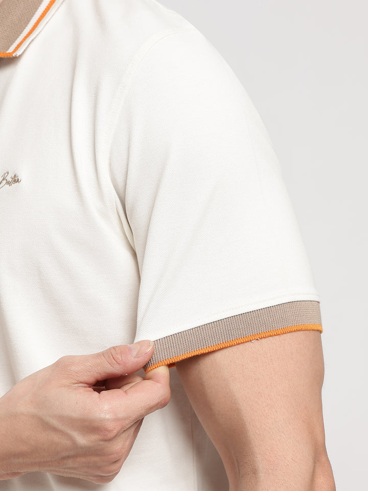 White Solid  Half Sleeve Polo T-Shirt