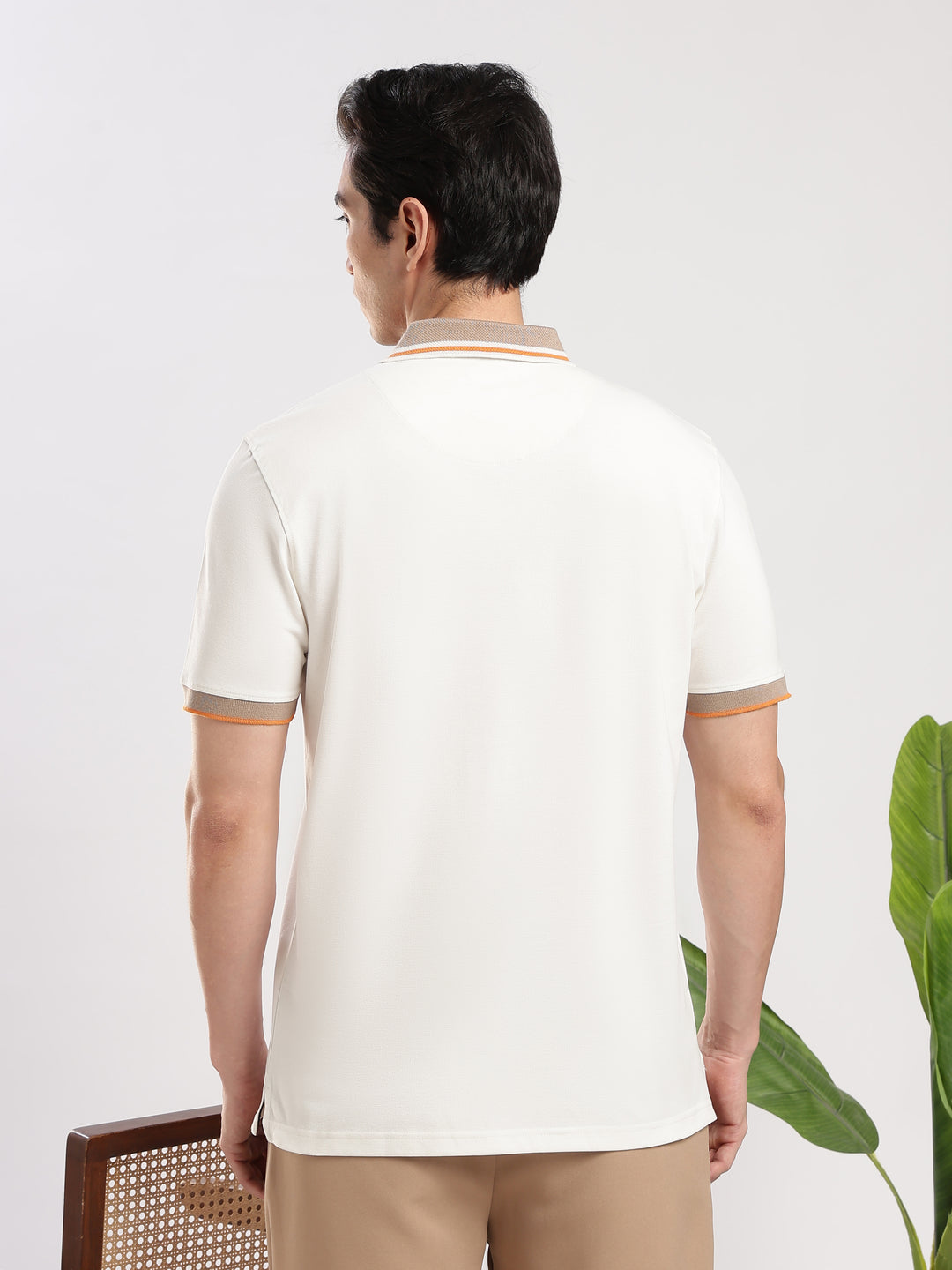 White Solid  Half Sleeve Polo T-Shirt