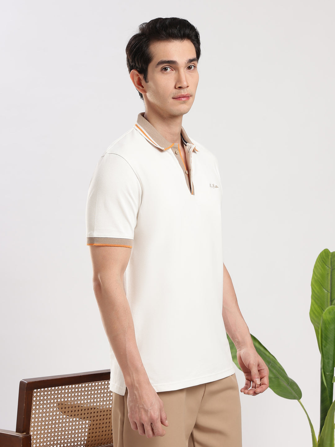 White Solid  Half Sleeve Polo T-Shirt