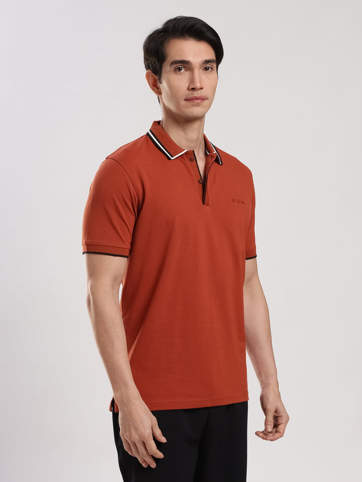 Orange Solid  Half Sleeve Polo T-Shirt