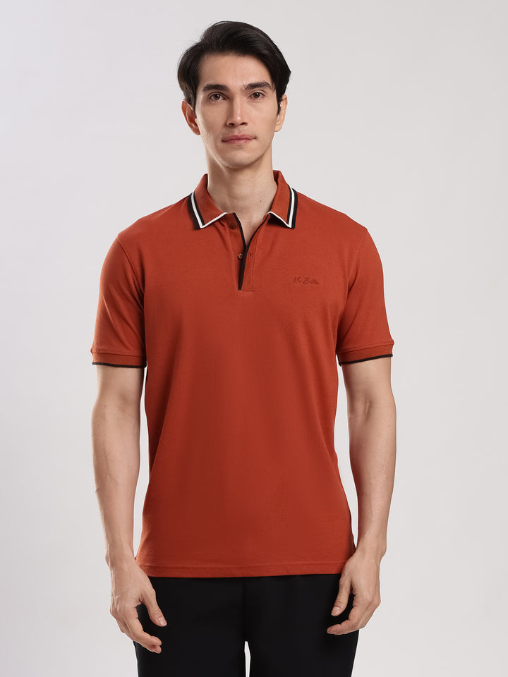Orange Solid  Half Sleeve Polo T-Shirt