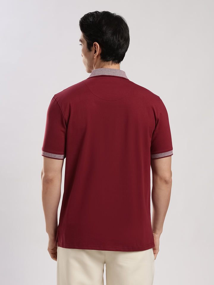 Wine Solid Half Sleeve Polo T-Shirt