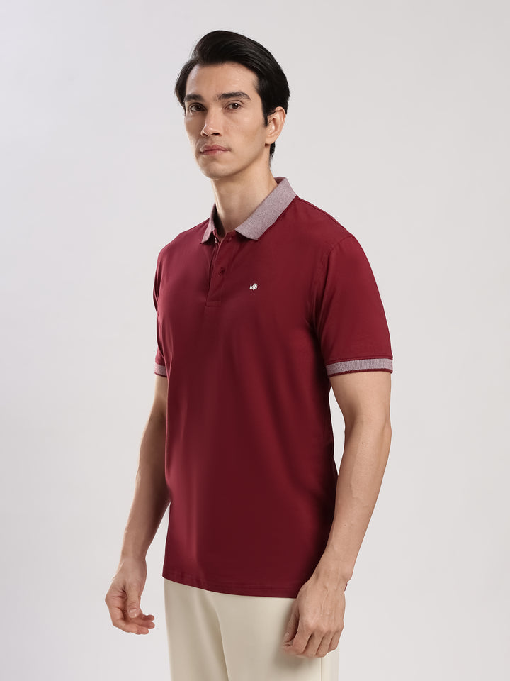 Wine Solid Half Sleeve Polo T-Shirt