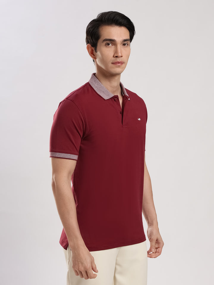 Wine Solid Half Sleeve Polo T-Shirt