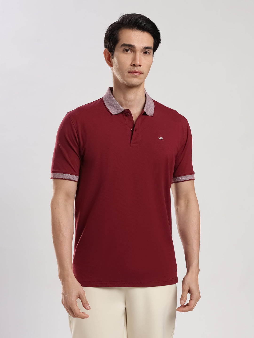 Wine Solid Half Sleeve Polo T-Shirt