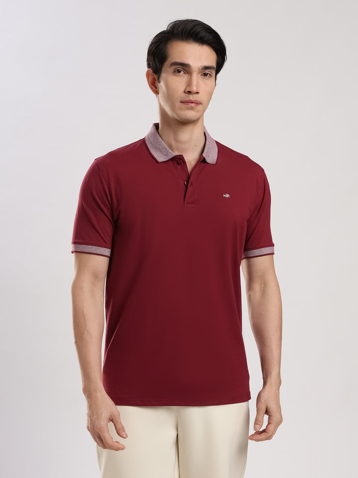 Wine Solid Half Sleeve Polo T-Shirt