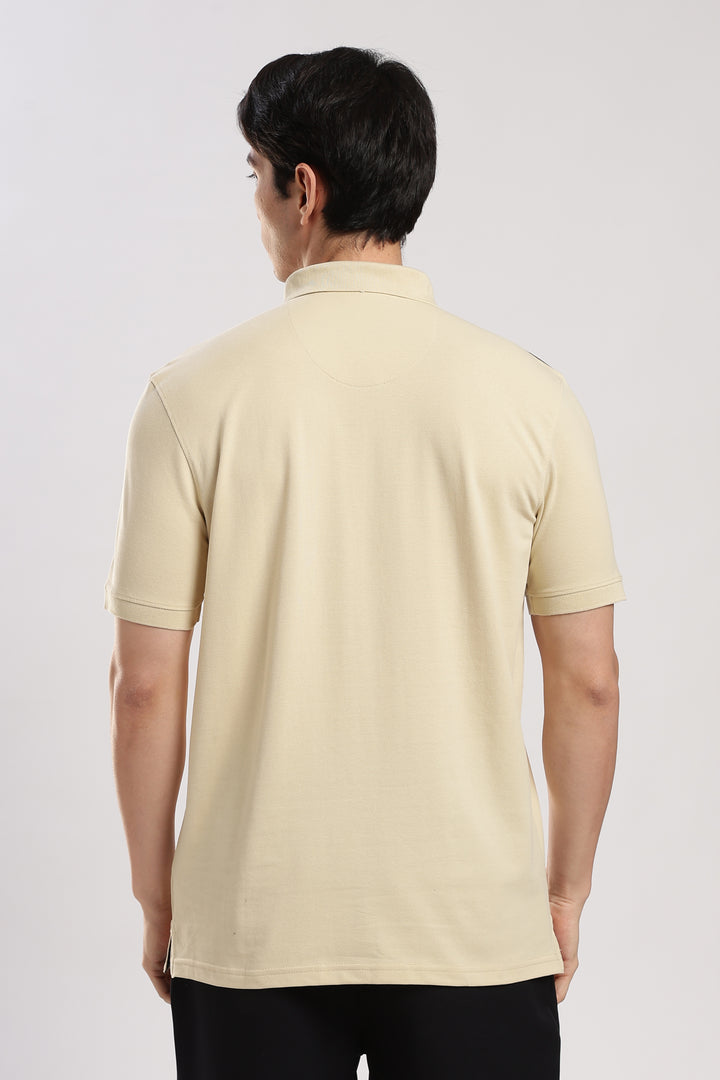 Off white Solid  Half Sleeve  Polo T-Shirt