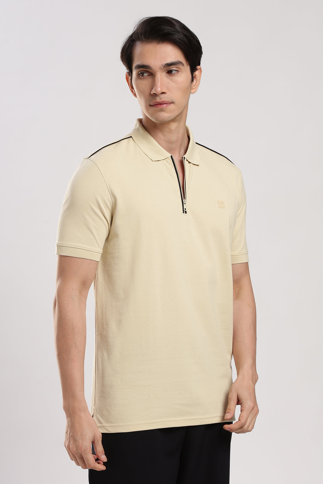 Off white Solid  Half Sleeve  Polo T-Shirt