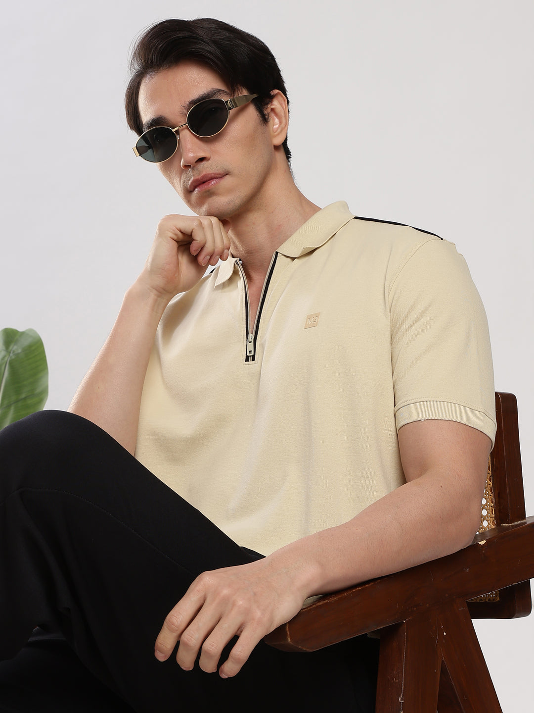 Off white Solid  Half Sleeve  Polo T-Shirt