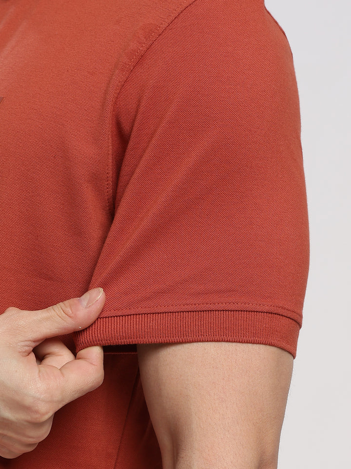 Rust Solid  Half Sleeve Polo T-Shirt