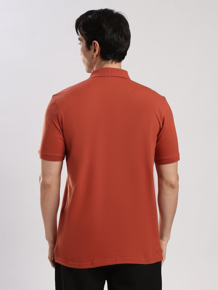 Rust Solid  Half Sleeve Polo T-Shirt