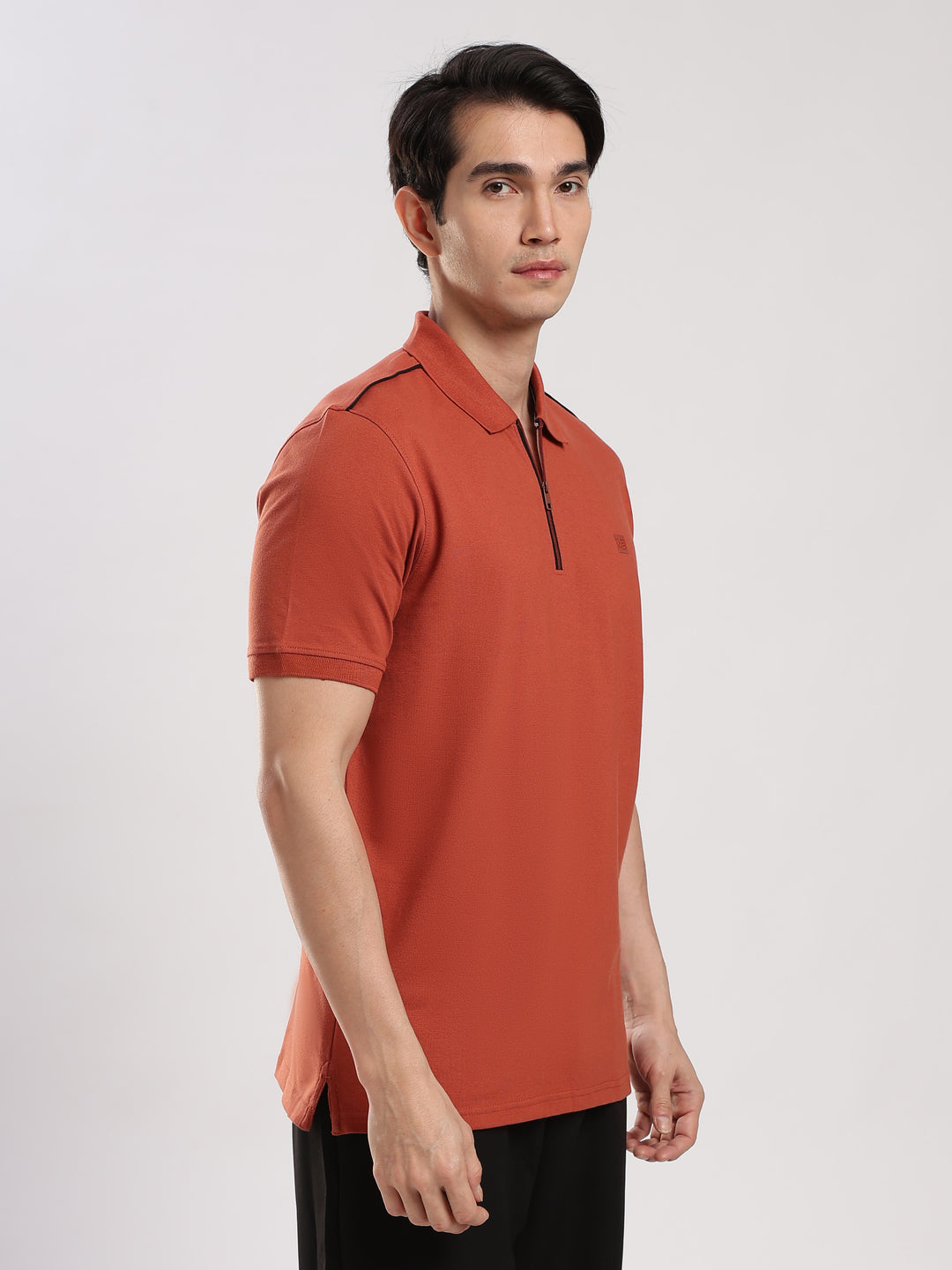 Rust Solid  Half Sleeve Polo T-Shirt