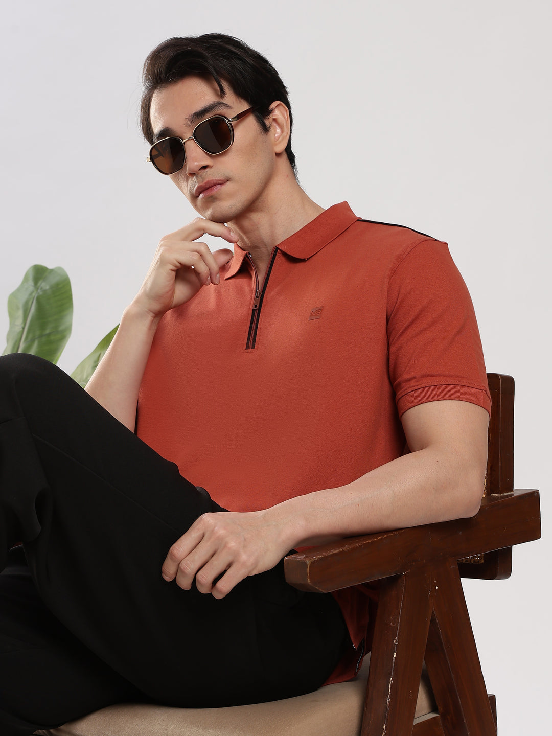 Rust Solid  Half Sleeve Polo T-Shirt