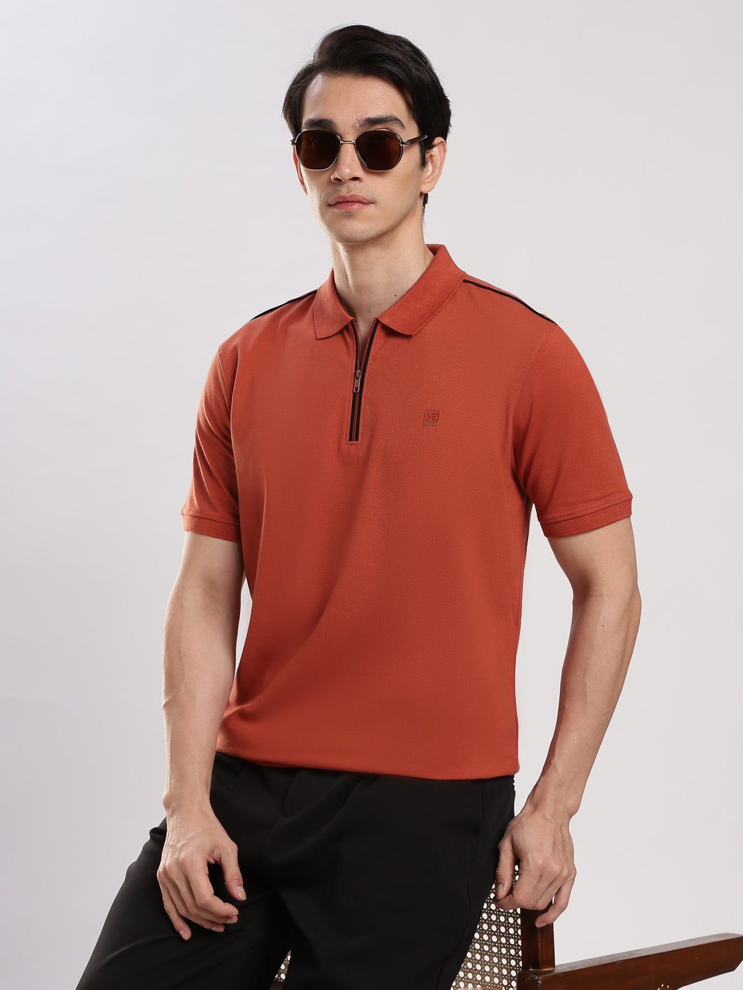 Rust Solid  Half Sleeve Polo T-Shirt