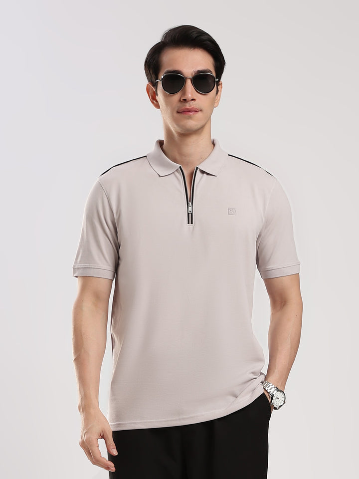 Lavender Solid  Polo T-Shirt