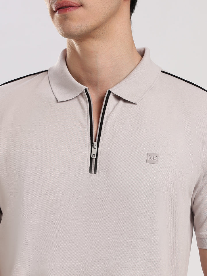 Lavender Solid  Polo T-Shirt