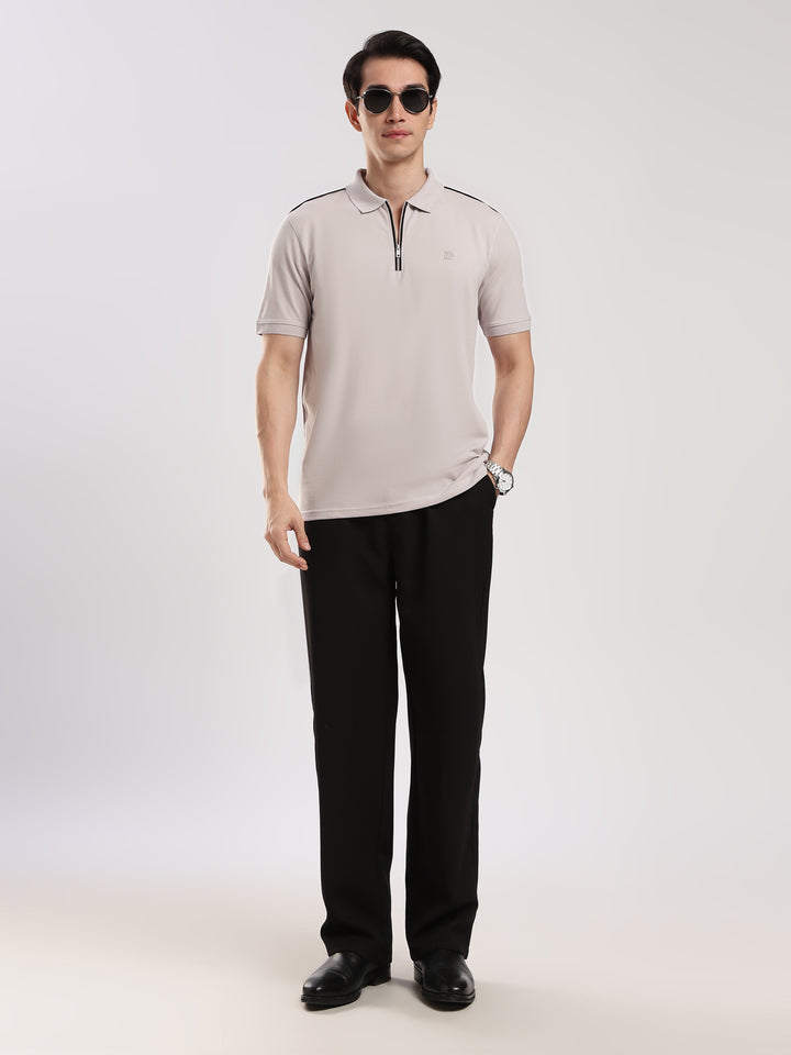 Lavender Solid  Polo T-Shirt