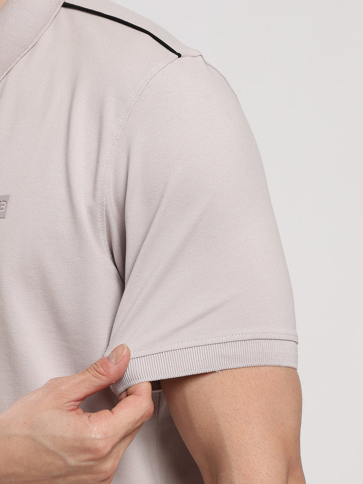 Lavender Solid  Polo T-Shirt