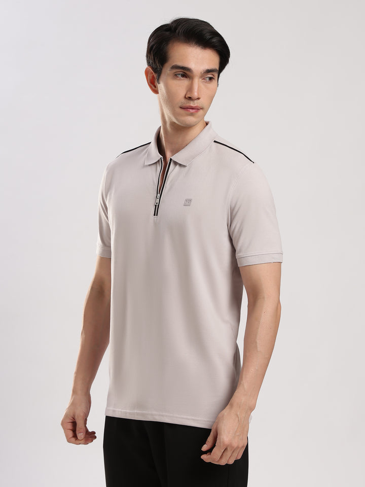 Lavender Solid  Polo T-Shirt