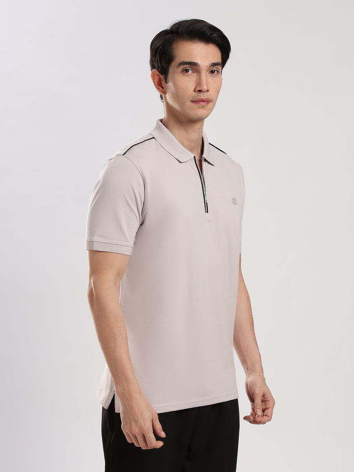 Lavender Solid  Polo T-Shirt