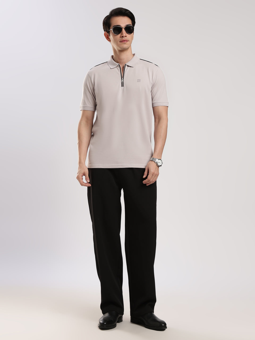 Lavender Solid  Polo T-Shirt