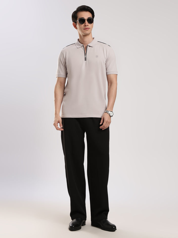 Lavender Solid  Polo T-Shirt